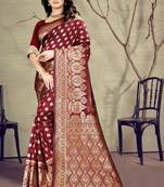 Maroon Woven Art Silk Saree With Blouse