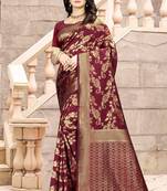 Maroon Woven Art Silk Saree With Blouse