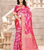 Pink Woven Art Silk Saree With Blouse