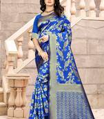 Royal Blue Woven Art Silk Saree With Blouse