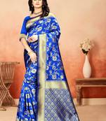 Royal Blue Woven Art Silk Saree With Blouse