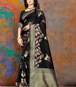 Black Woven Art Silk Saree With Blouse