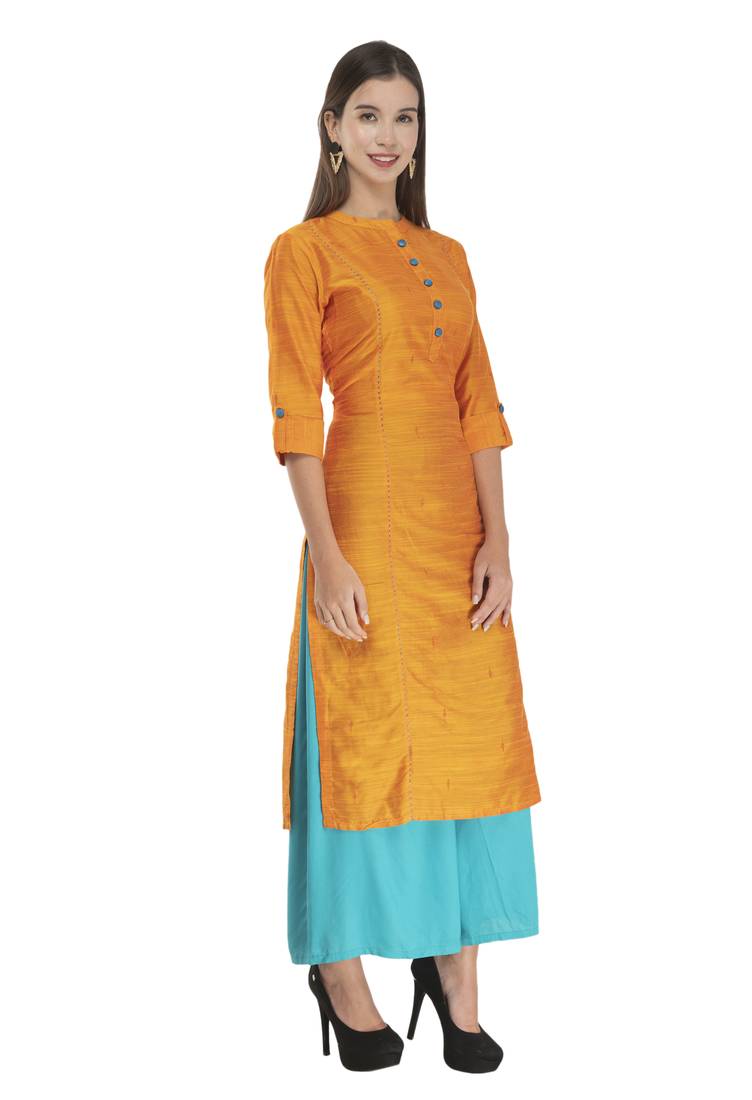 Womens Polly Silk Straight Kurta