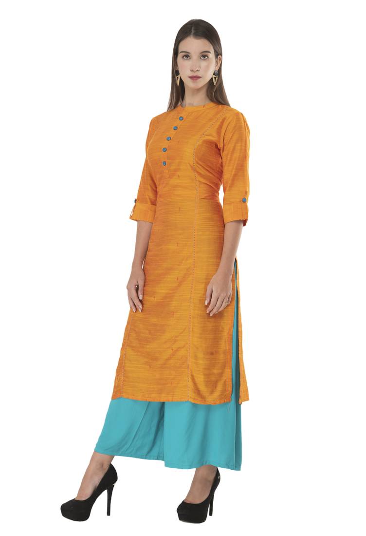 Womens Polly Silk Straight Kurta