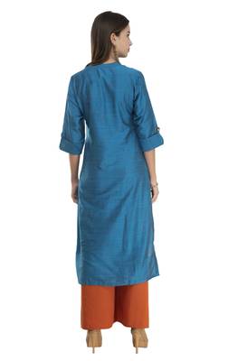 Womens  Polly Silk Straight Kurta 2