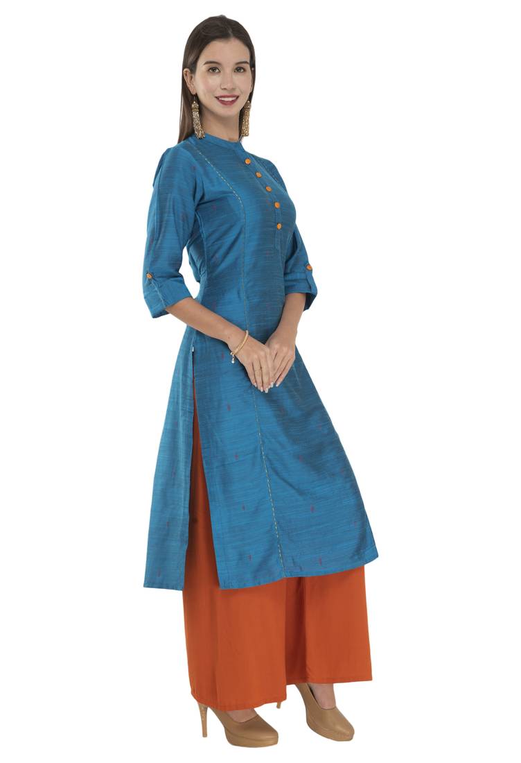 Womens  Polly Silk Straight Kurta