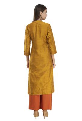 Womens Printed Straight Polly Silk Kurta 2
