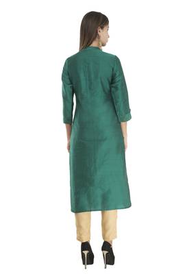 Womens Embroidered Straight Polly Silk Kurta 2