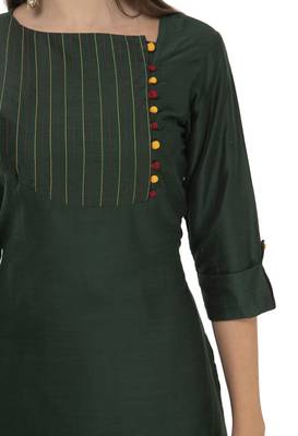 Womens Embroidered Straight Polly Silk Kurta 4