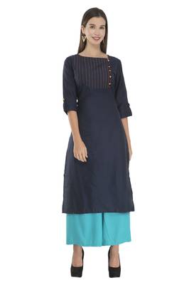 Womens Embroidered Straight Polly Silk Kurta 1