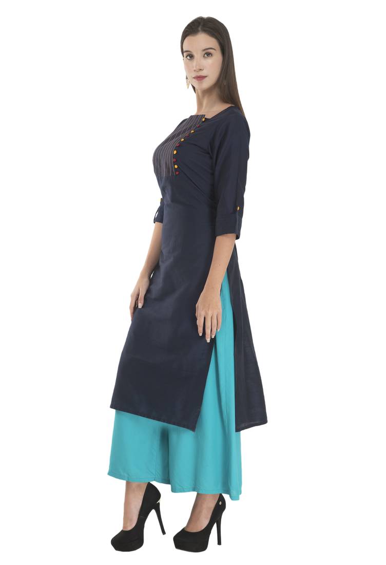 Womens Embroidered Straight Polly Silk Kurta