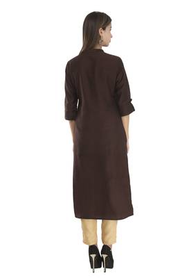 Womens Embroidered Straight Polly Silk Kurta 2