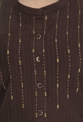 Womens Embroidered Straight Polly Silk Kurta 4