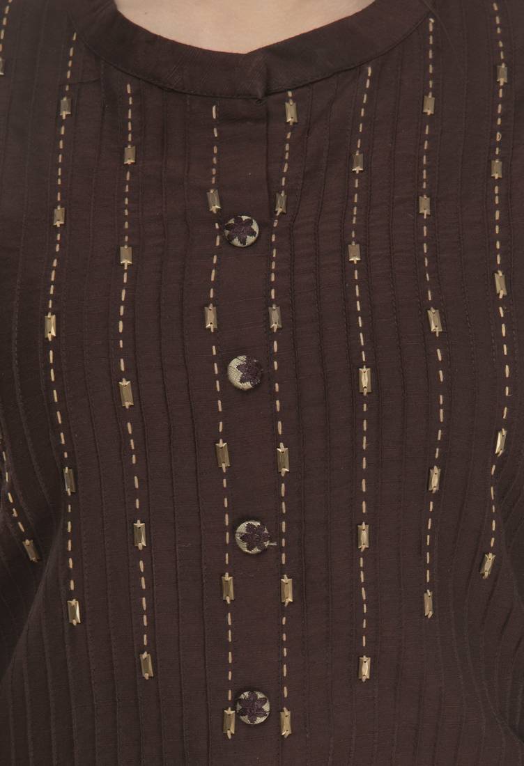 Womens Embroidered Straight Polly Silk Kurta