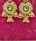 Multicoloured Contemporary Gold Plated Meenakari Jhumki Earrings
