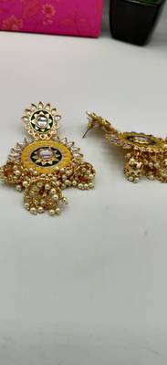 Multicoloured Contemporary Gold Plated Meenakari Jhumki Earrings 4