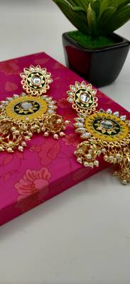 Multicoloured Contemporary Gold Plated Meenakari Jhumki Earrings 5