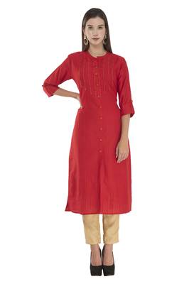 Womens Embroidered Straight Polly Silk Kurta 1