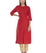 Womens Embroidered Straight Polly Silk Kurta