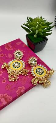 Multicoloured Contemporary Gold Plated Meenakari Jhumki Earrings 6