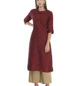 Womens Embroidered Straight Polly Silk Kurta