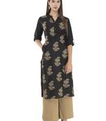 Womens Embroidered Straight Polly Silk Kurta