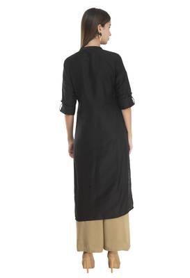 Womens Embroidered Straight Polly Silk Kurta 2