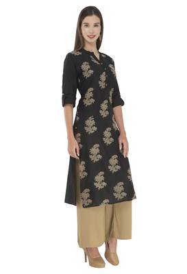 Womens Embroidered Straight Polly Silk Kurta 3