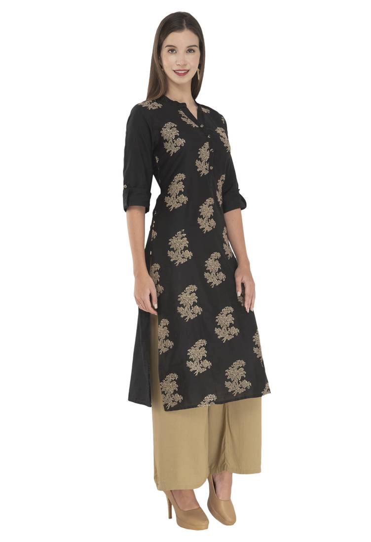 Womens Embroidered Straight Polly Silk Kurta