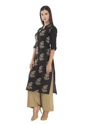 Womens Embroidered Straight Polly Silk Kurta 5