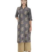 Womens Embroidered Straight Polly Silk Kurta
