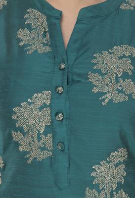 Womens Embroidered Straight Polly Silk Kurta 4