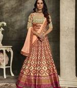Multicolor floral print silk unstitched lehenga