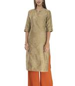 Womens Embroidered Straight Polly Silk Kurta