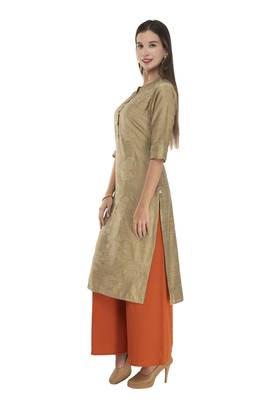 Womens Embroidered Straight Polly Silk Kurta 5
