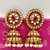 Red Dome Shaped Stone Studded Enamelled Jhumkas
