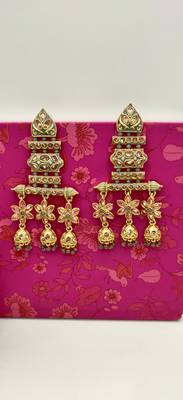 Designer Gold Toned & Grey Contemporary Earrings 1