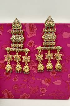 Designer Gold Toned & Grey Contemporary Earrings