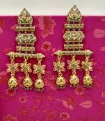 Designer Gold Toned & Grey Contemporary Earrings