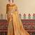 Mustard woven linen saree with blouse