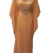 beige moroccan dubai kaftan farasha zari and stone work dress