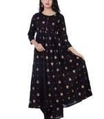 Black printed cotton kurtas-and-kurtis