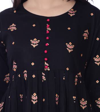 Black printed cotton kurtas-and-kurtis 4