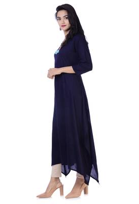 Blue printed rayon kurtas-and-kurtis 2