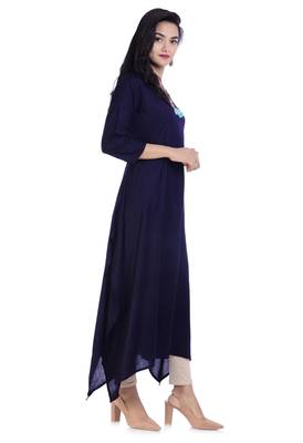Blue printed rayon kurtas-and-kurtis 3