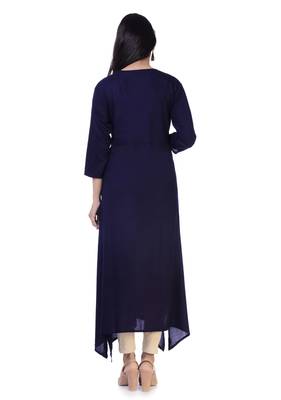 Blue printed rayon kurtas-and-kurtis 5