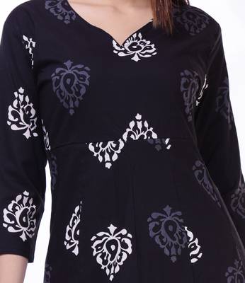 Black printed cotton kurtas-and-kurtis 2