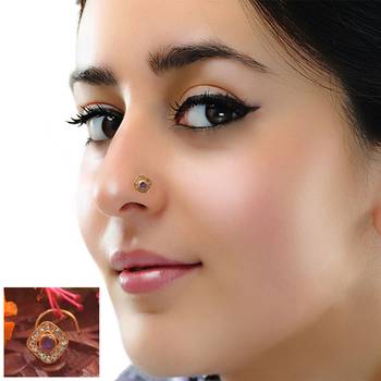 Designer Diamond Classic Purple Nose Pin or Nose ring 2