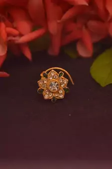 Designer Diamond Classic Green Nose Pin or Nose ring
