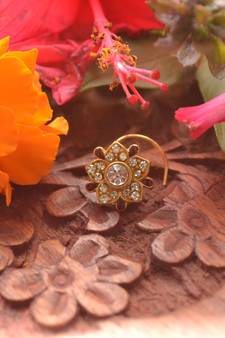 Designer Diamond Classic Maroon Red Nose Pin or Nose ring